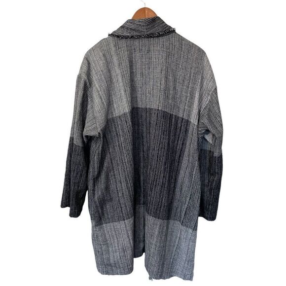 Eileen Fisher Woman Organic Cotton Hazy Block Long Line Lightwright Coat, OS - Picture 3 of 11